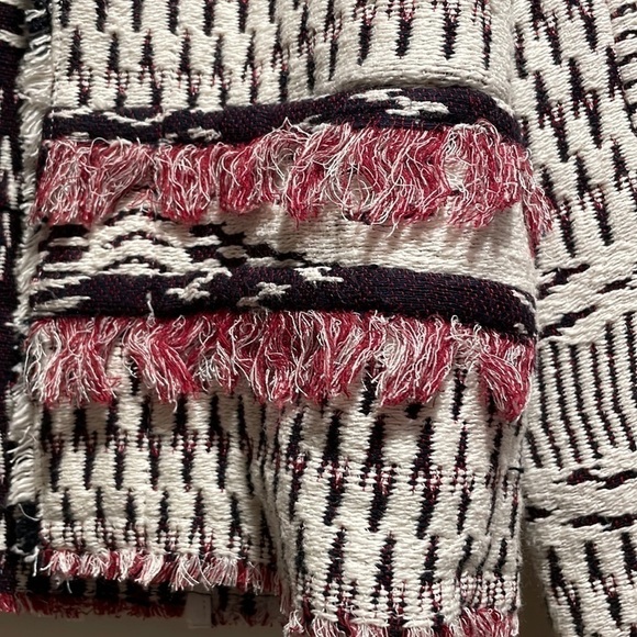 𝅺🌟host Pick🌟 IRO "Kerr" Double Fringed Cool Fish Design Open Jacket - Picture 3 of 8